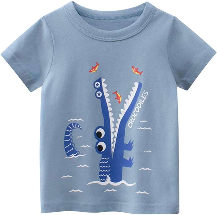 Boys' 4-Pack Excavator Short Sleeve Crewneck T-Shirts Top Tee Size 2-7 Years Toddler Boys' Value Pack Cotton T-Shirt