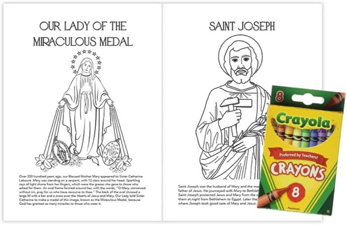 Westmon Works The Saints Coloring Book with Crayons and Hail Mary Our Father Bookmark Children's Gift Set