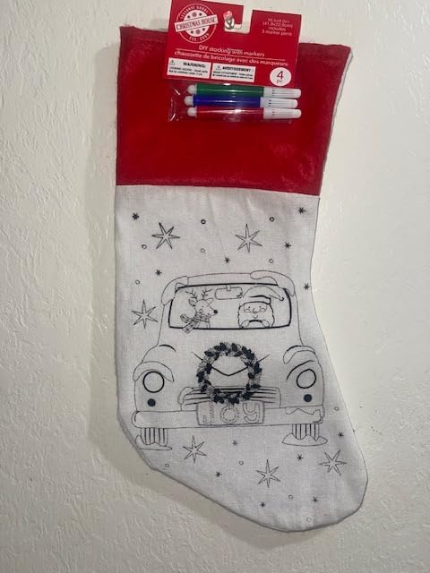 Christmas/Holiday 3 Pack-Color/Decorate Your-Own Christmas Stockings. Felt Material. Holiday Fun for Children Ages 3 and Up. (White/Red)
