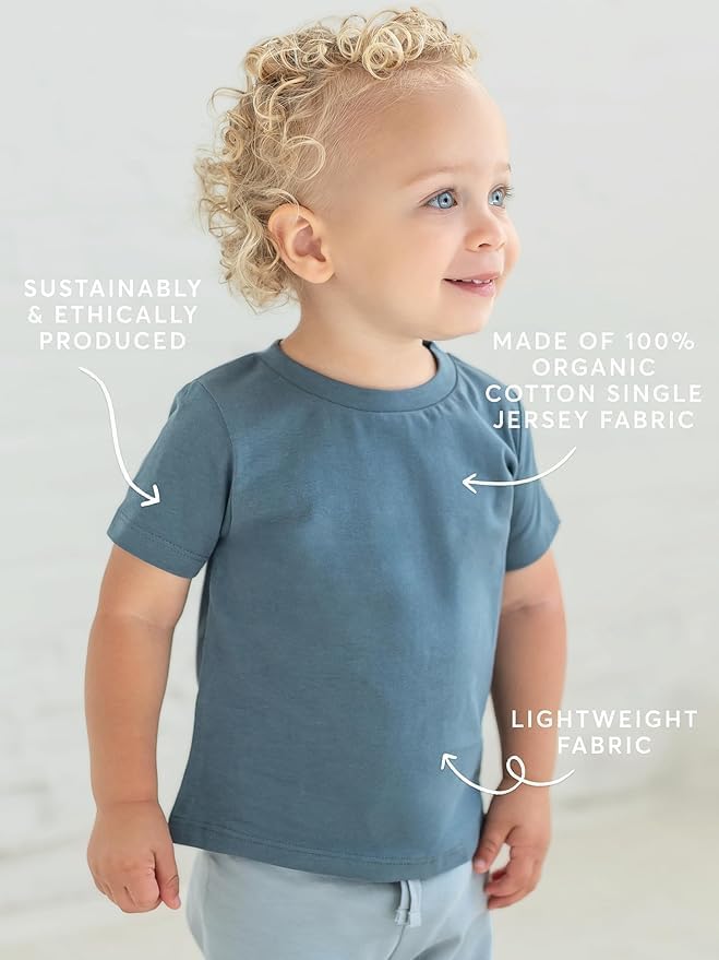 Colored Organics - Organic Cotton Toddler Short Sleeve Shirts - Baby Toddler and Kids Tops - Girls and Boys Tees