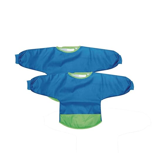 Colorations Long Sleeve Polyester, Set of 2, Machine Washable, 30" Wide and 16" Long, Soft and Comfortable to Wear, Kids Smock, Crafting Smock, Smock for Children, Painting Smock