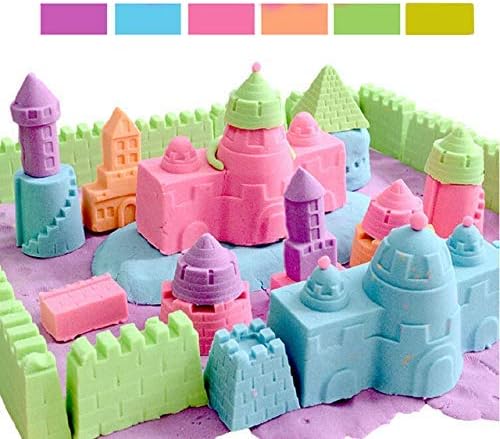 Kicko Colorful Magic Sand - 6 Pack of Magic Sand in Assorted Colors - Gifts for Kids, Stress Reliever, Learning Tool, Novelties, Play Sand