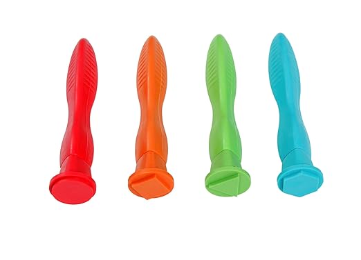 READY 2 LEARN Triangle Grip Stampers - Geometric - Set of 4 - Ages 2+ - Easy to Hold Paint and Dough Stampers for Kids