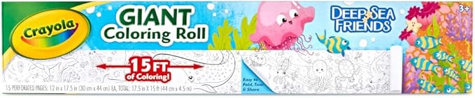 Crayola Giant Coloring Roll, 15 Perforated Ocean Coloring Pages, Gift for Kids, Ages 3, 4, 5, 6