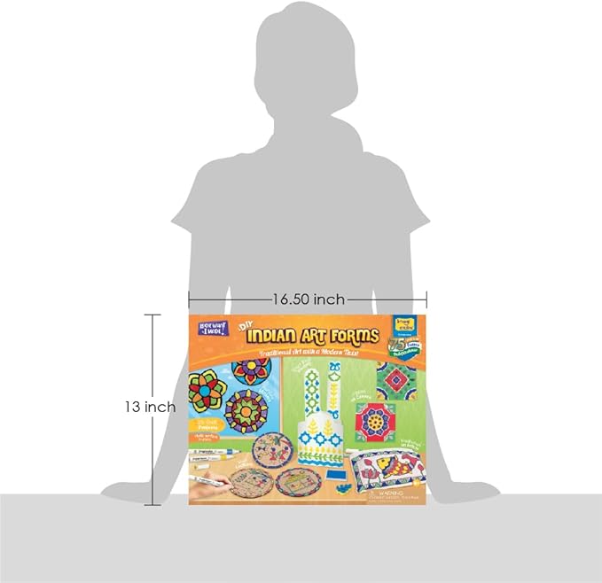 Imagimake Indian Art Forms- Arts and Crafts for Kids Ages 8-12, Learn 5 Indian Art Forms-Madhubani, Warli, Lippan, Mandala & Block Printing Arts, DIY Craft Kit for Girls & Boys- Gift for Kids