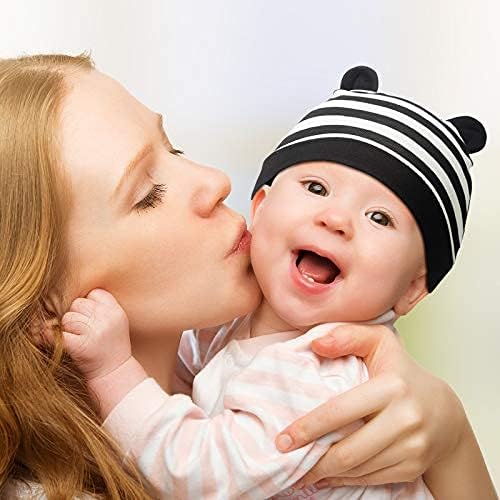 Geyoga 6 Pieces Newborn Baby Hat Bear Ears Infant Caps Baby Boy Girl Toddler Hats Infant Beanie Caps for 0-3 Months