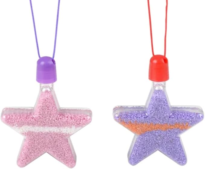 Nikki's Knick Knacks Star Shaped Sand Art Bottle Necklaces - Make Your Own Sand Art Bottle Necklace Craft Kit Party Favors - 12 Piece, Clear