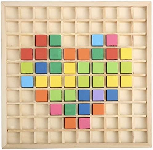 Umbresen Wooden Multiplication Board Game, 100 Cubes Blocks Montessori 10x10 Times Table Tray with Answers Preschool Learning Toys Gift for Children Kids (Multiplication Board)