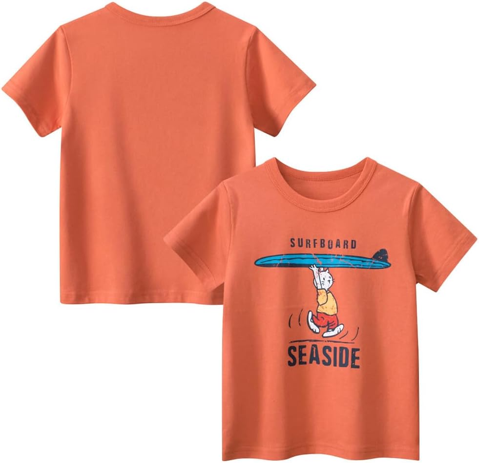 Boys' 4-Pack Excavator Short Sleeve Crewneck T-Shirts Top Tee Size 2-7 Years Toddler Boys' Value Pack Cotton T-Shirt