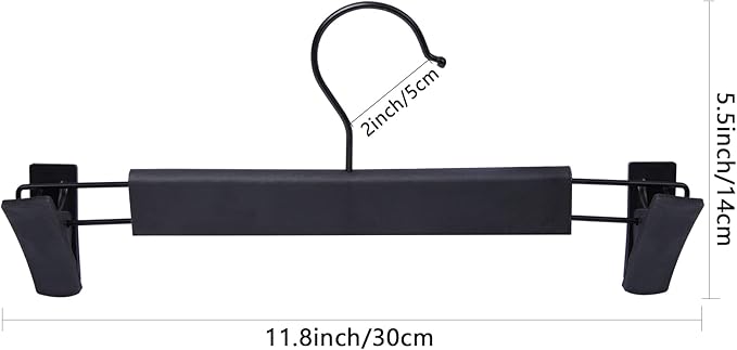 NORTHERN BROTHERS Pants Hangers, 50Pack Skirt Hangers with Clips Black Pant Hangers for Pants Bulk Shorts Hangers