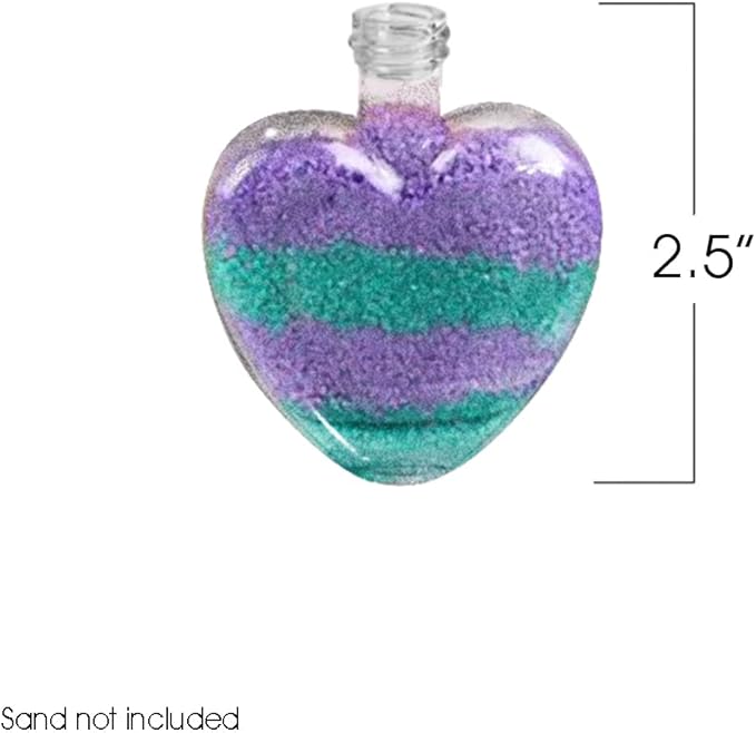 ArtCreativity Valentines Sand Art Heart Bottle Necklaces, Pack of 12, Sand Art Craft Kit with Heart Shaped Bottles, Craft Party Supplies and Party Favors for Kids - Sand Sold Separately