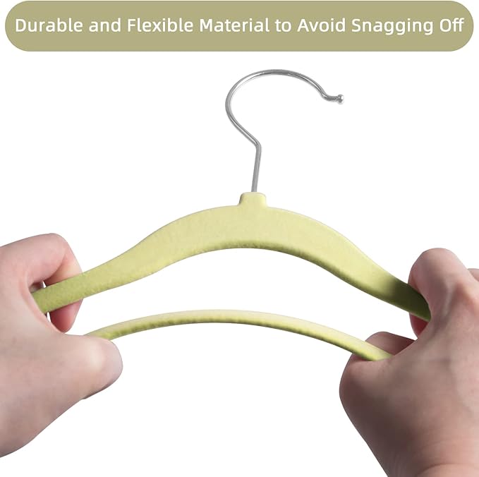 GoodtoU Kids Velvet Hangers,30 Pack Baby Hangers for Closet Non Slip Velvet Clothes Hangers Coat Hangers for Toddler Children Infant Hanger (Beige 30Pack)