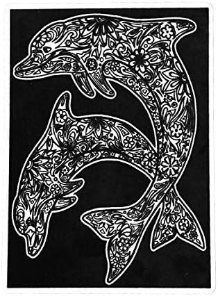 Dolphins Color Velvet Poster for Kids and Adults- Marine Life- Arts and Craft Kit Includes a 11.75" x 8.25" Picture and 12 Watercolor Markers- Ideal for Travel