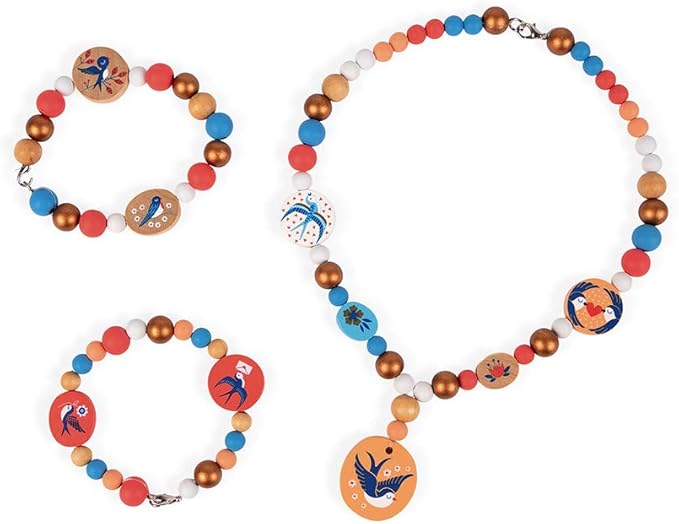 Janod Birdy Swallows Wooden 220 Beads Craft Set - Ages 6+ - J06671
