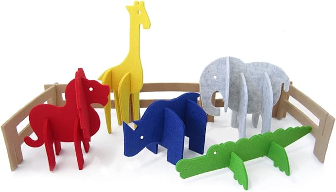 Cate and Levi Zoo Travel Toy for Kids - 3D Felt Craft Kit Puzzle Games for Kids - Learning Educational Toys for Toddler Imaginative Games Play Creative Thinking Suitable for Ages 1 to 5 Years