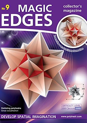 Polyhedra Magic Edges. Set #5 / 3D Paper Model Kits. The Most Difficult Polyhedra of Magic Edges Collection: Great Icosahedron, Compound of Five tetrahedra