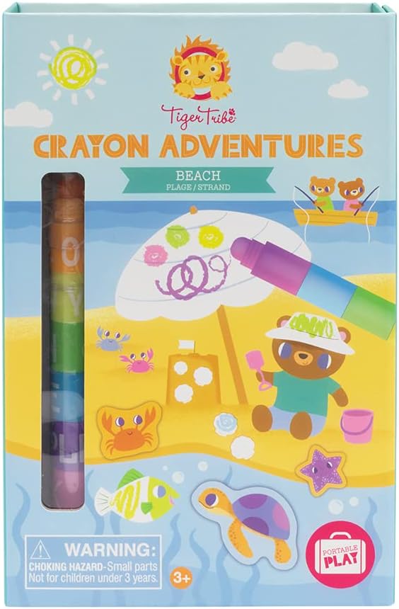 Tiger Tribe Coloring Set - Beach - Take Along Travel Art Kit - All Supplies Included - Easy Clean Up and Storage - Ages 3+ - 60640