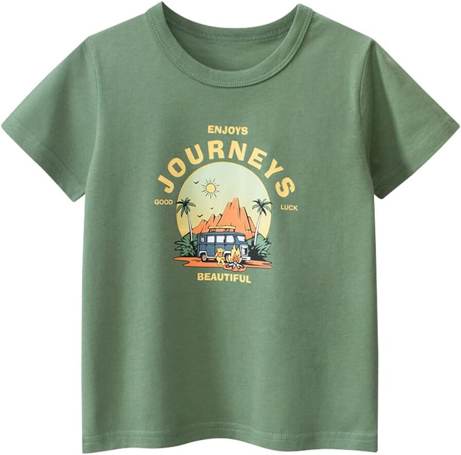 Boys' 4-Pack Excavator Short Sleeve Crewneck T-Shirts Top Tee Size 2-7 Years Toddler Boys' Value Pack Cotton T-Shirt