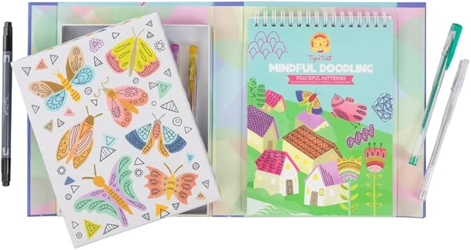 Tiger Tribe: Mindful Doodling - Peaceful Patterns - Relaxing Coloring & Drawing Set, Activity Pad, 4 Gel Pens, Encourage Focus & Creativity, Kids 9+