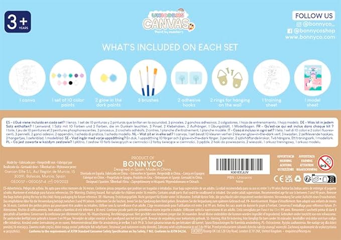 BONNYCO Paint by Numbers Kit for Kids Unicorns Pack 3 Canvas Paint by Number Canvas Framed Unicorn Gifts for Girls Arts and Crafts Kids Paint by Number Kits, Pre Drawn Canvas for Painting for Kids