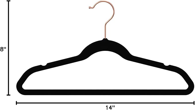 Smartor Kids Velvet Hangers 50 Pack, 14'' Inch Premium Non Slip Kids Felt Hangers for Closet, Space Saving Toddler Clothes Hanger for Youth's Childrens' Clothes (Rose Gold Hook)- White