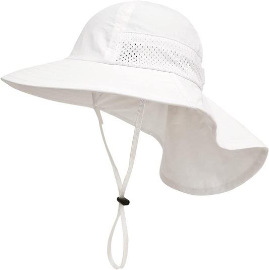 XIAOHAWANG Girls Sun Hat Baby Beach Hats Boys UPF 50+ Kids Summer Protection Cap Toddler Breathable Caps Wide Brim Neck Flap