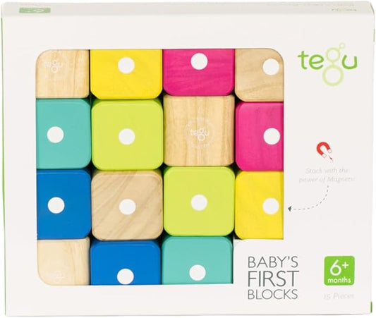 Tegu 15 Piece Magnetic Baby’s First Building Blocks, Tints