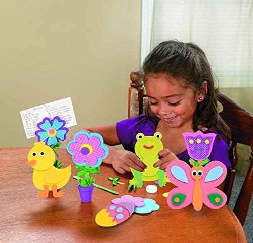 JOYIN 24 Pcs Foam Easter Animals and Egg Magnet Craft Kit, DIY Foam Magnet Craft Kits for Kids Party Favors Arts and Crafts Fun Home Activities, Easter Egg Hunt