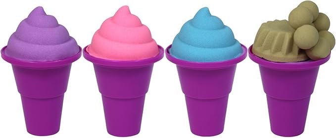 FYZ Brothers Play Sand Kit, Ice Cream Sand Toys, 3lbs Color Sand, 25Pcs Sandbox Sand Kit Beach Toys for Girls Boys - Kitchen Molds Tools Toys