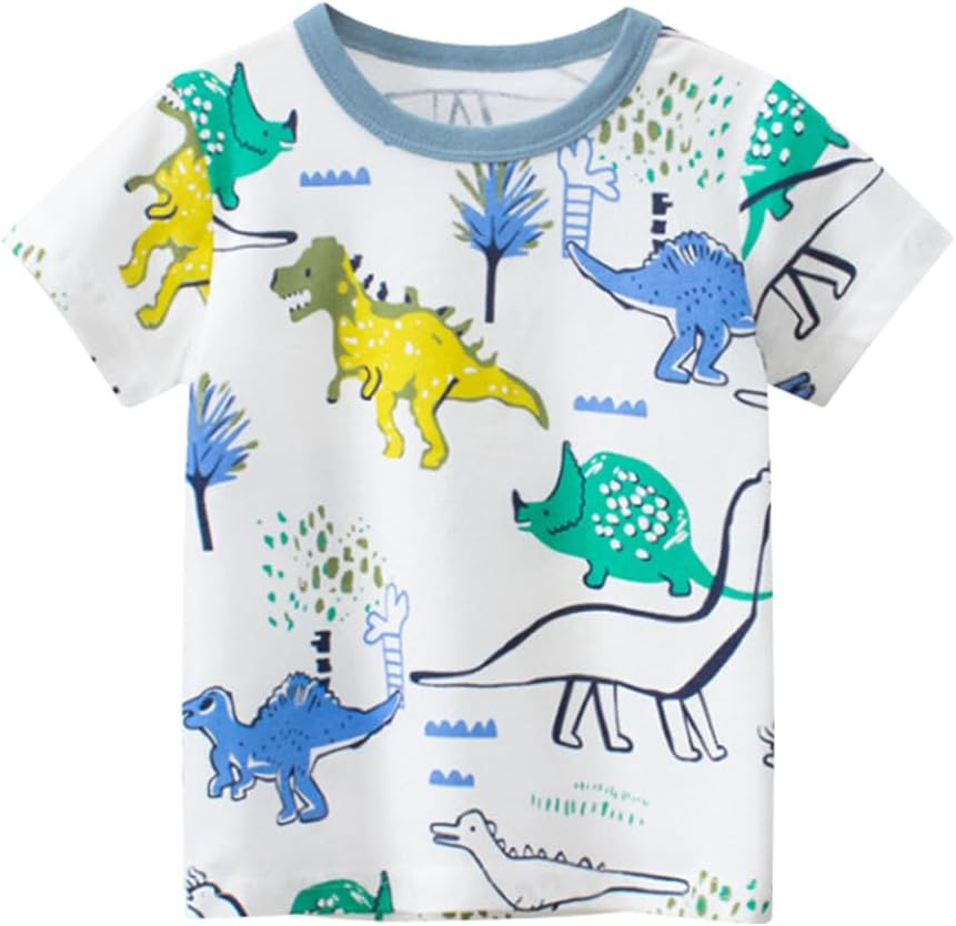 Boys' 4-Pack Excavator Short Sleeve Crewneck T-Shirts Top Tee Size 2-7 Years Toddler Boys' Value Pack Cotton T-Shirt