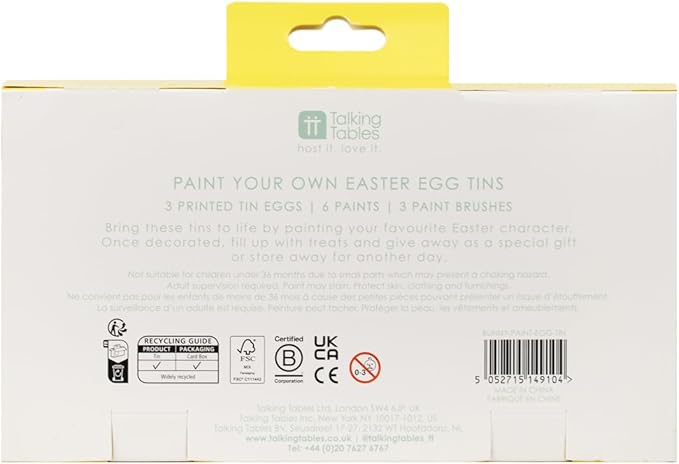 Talking Tables Easter Egg Tins Crafting Kit for Kids – Children's Activities Include Brushes, & Water-Based Paints Reusable, Eco-Friendly Packaging Designed in The UK