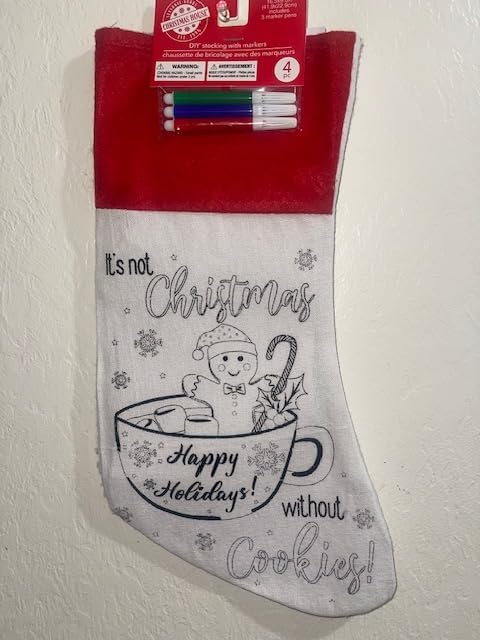 Christmas/Holiday 3 Pack-Color/Decorate Your-Own Christmas Stockings. Felt Material. Holiday Fun for Children Ages 3 and Up. (White/Red)
