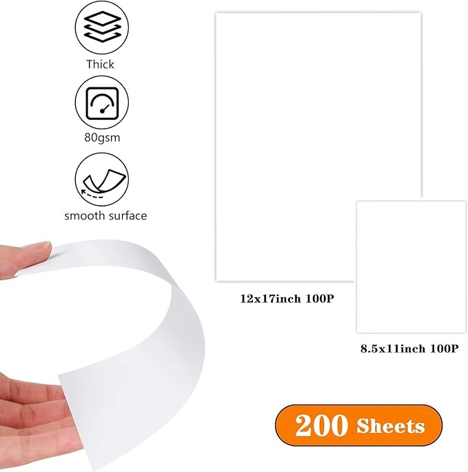 WAUPPY Sketch Drawing Paper 200 Sheets Art Craft Paper for Kids, School Easel Arts Supplies, White Coloring Paper, Doodle Paper