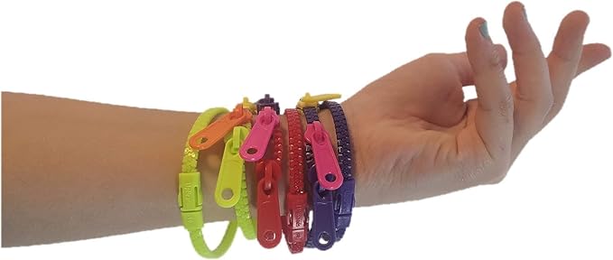 UpBrands Quiet Prizes for Kids Classroom Double Tour Zipper Bracelets, School Rewards, Party Favors for Kids, Goodie Bags, Easter Egg Basket Stuffers (Unicolor)