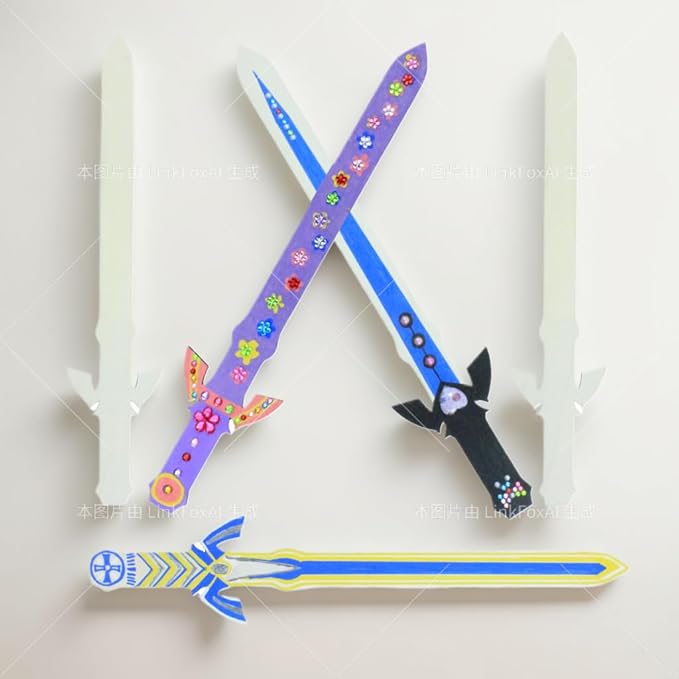 Ninja Pirate Style Toy Set - Unfinished Wooden Crafts, DIY Painting, Kids Ninja Warrior Viking Role Play, Parties (10 Pack)