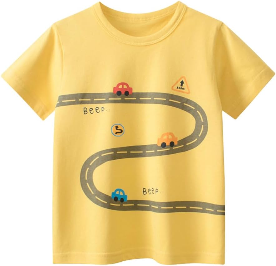 Boys' 4-Pack Excavator Short Sleeve Crewneck T-Shirts Top Tee Size 2-7 Years Toddler Boys' Value Pack Cotton T-Shirt