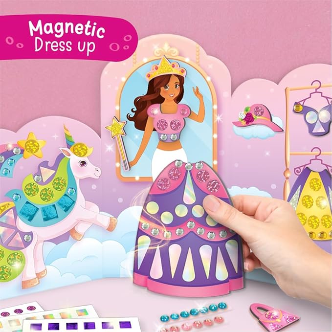 Imagimake Unicorn Craft Kit | 20+ Mess Free Activities | Bracelet Making Kit, Magnetic Board Princess Dress Up, Unicorn Stickers and More | Christmas Gifts & Christmas Crafts for Girls Ages 5, 6, 7, 8