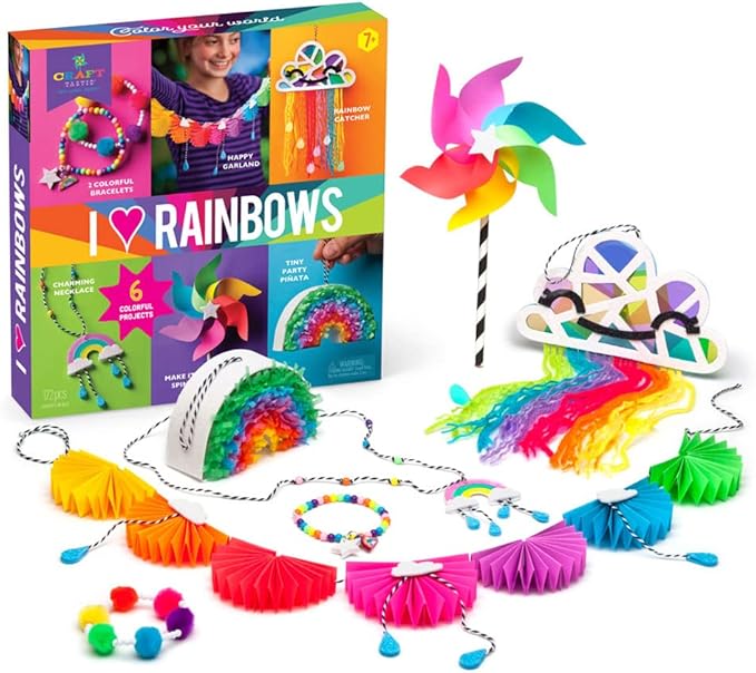 Craft-tastic – I Love Rainbows Craft Kit – Make 6 Colorful Arts & Crafts Projects