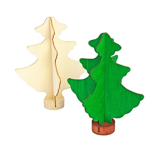Wooden Tree, Colorations, Set of 12, Easy Assembly, Arts & Crafts, Holiday Project, Seasonal Craft, Nature, for Kids, Decorate, DIY, DYO, Personalize, Gifts, School, Teacher, Christmas