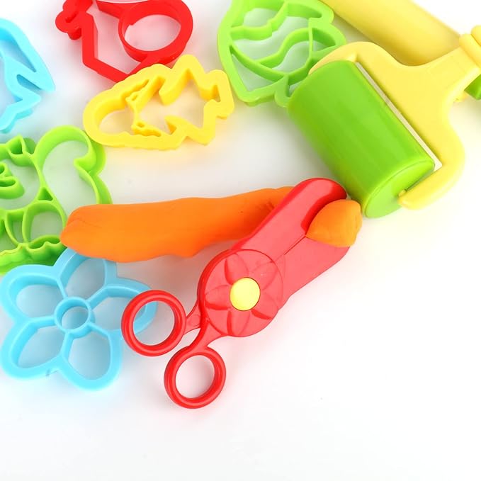 Play Dough Tools Set for Kids Ages 2-4 19PCS Non Toxic Playdough Accessories Modeling Clay Tools with Animal Cookie Cutters Molds Rolling Pin Scissors Bulk Pack for Toddlers Arts Crafts Activities