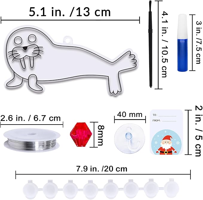Winlyn 33 Sets Winter Polar Animal Suncatchers Ornaments Decorations DIY Window Paint Art Suncatchers Winter Craft Kits Winter Sun Catchers for Kids Christmas Holiday Classroom Activities Art Project