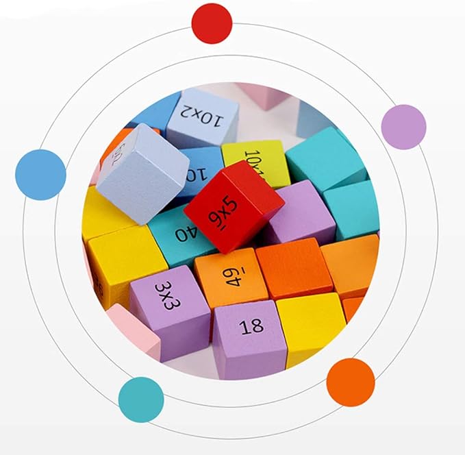 Umbresen Wooden Multiplication Board Game, 100 Cubes Blocks Montessori 10x10 Times Table Tray with Answers Preschool Learning Toys Gift for Children Kids (Multiplication Board)