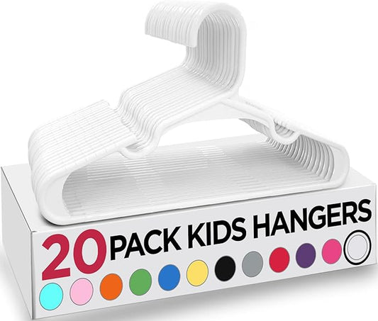 Utopia Home 20 Pack Kids Hangers - 11.5 Inch Plastic Baby Hangers for Closet - Childrens Hanger for Clothes & Infant Hanger for Closet - Ideal for Everyday Standard Use (White)