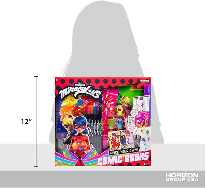 Miraculous Make Your Own Comic Book – Create 2 Comic Books Ladybug, Cat Noir, Tikki & More – Creative Toys for Kids Ages 6 & Up – DIY Comic Book Kit Kids