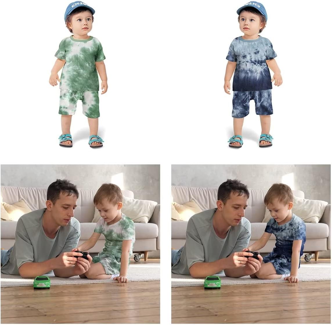 Toddler Baby Boy Summer Outfits Clothes Tie Dye Shirt and Short Set for Boys 4-Piece