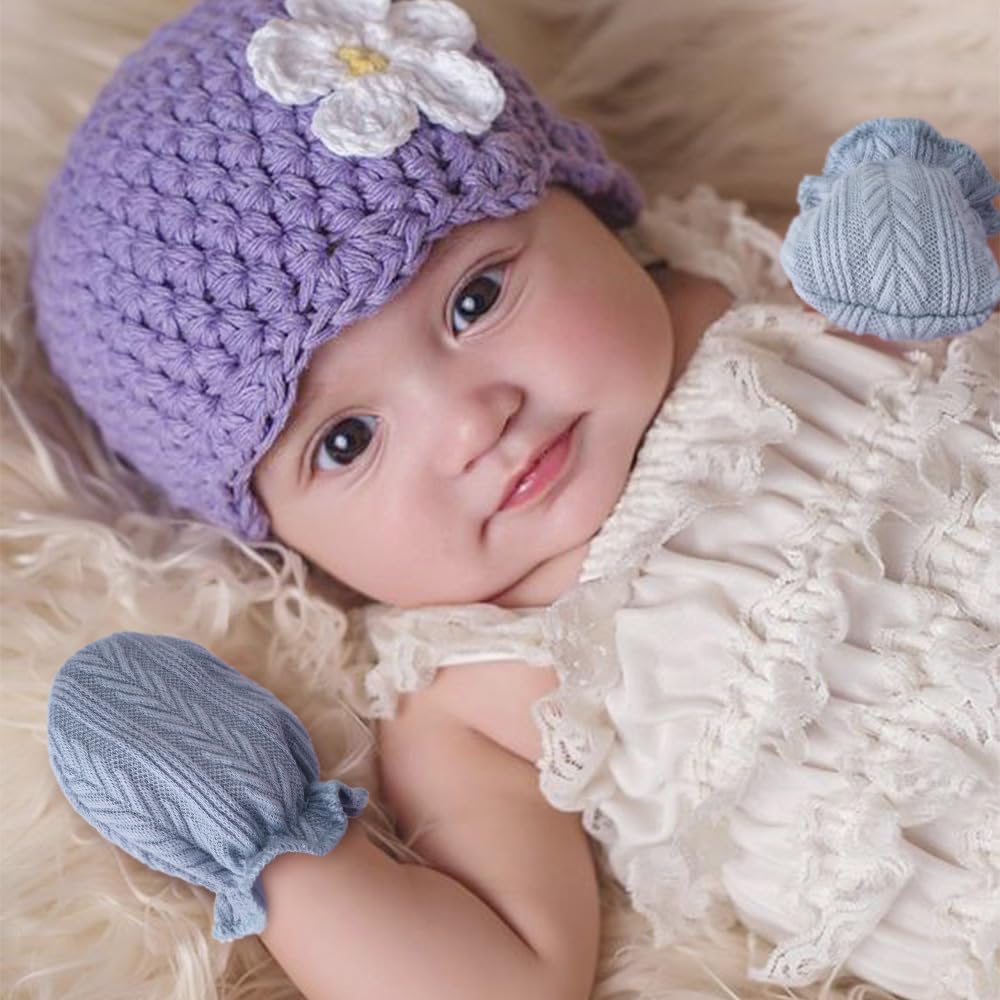 Newborn Baby Mittens No Scratch Cotton Elastic Wrist Gloves Infant Toddler Mittens for Baby Boy Girl 0-6 Months