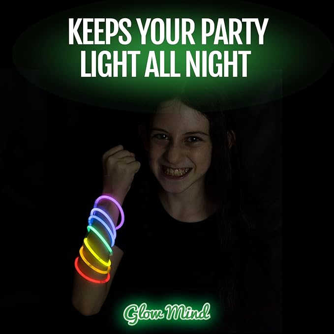 500 Ultra Bright Glow Sticks Bulk - Halloween Glow in the Dark Party Supplies Pack - 8" Glowsticks Party Favors with Bracelets and Necklaces
