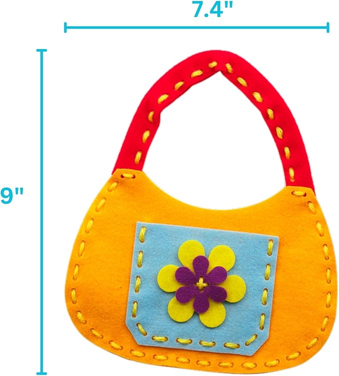 Serabeena Sew Your Own Bags - Sewing Kit for Kids - Felt Crafts for Kids - Girls Sewing Kit Ages 6-8 Plus - Felt Kit - Helps Develop Fine Motor Skills - DIY Kits for Kids with 6 Bags & Accessories