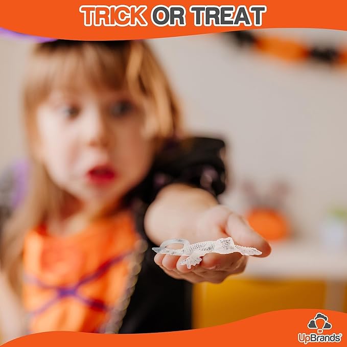 UpBrands 24 Pack CLEAR Super Stretchy Lizard Toys - Transparent Party Favors Pinata Filler, Rubber Lizards for Kids, Reptile Sticky Gecko & Newt Toy, Stress-Relief