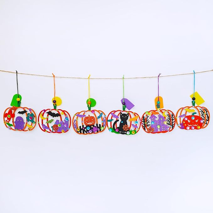 Winlyn 24 Sets Halloween Pumpkin Craft Kits DIY Wooden Pumpkin Ornaments Craft Kits Unfinished Paintable Wood Pumpkin Halloween Crafts for Kids Classroom Activities Art Project Halloween Decorations